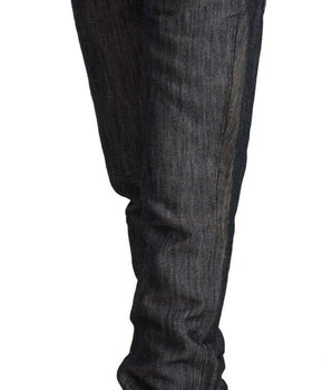 Acht Dark Gray Ramie Mid Wide Waist Straight Denim Jeans