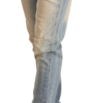 Acht Light Blue Washed Cotton Low Waist Skinny Denim Jeans