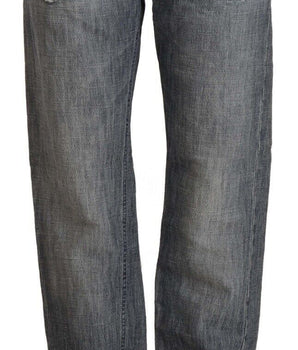Acht Gray Washed Mid Waist Straight Denim Folded Hem Jeans