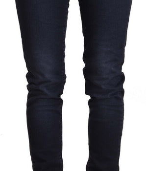 Acht Blue Washed Cotton Low Waist Slim Fit Denim Jeans