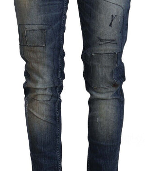 Acht Blue Washed Low Waist Folded Hem Slim Fit Jeans