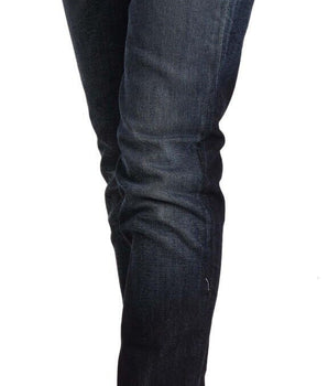 Acht Blue Washed Cotton Low Waist Skinny Denim Jeans