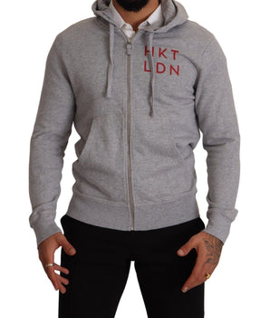 Hackett Gray Full Zip Hooded Cotton Sweatshirt Sweater