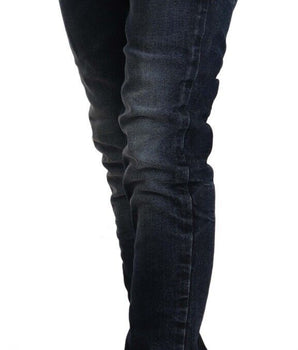 Acht Blue Washed Cotton Mid Waist Skinny Denim Jeans