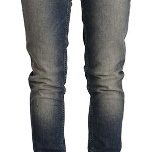 Acht Blue Washed Skinny Cotton Blend Jeans