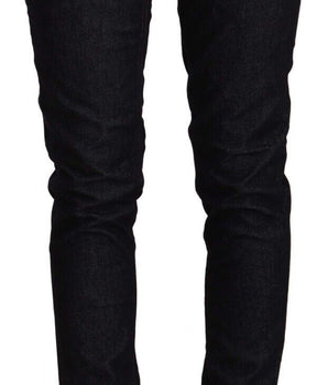 Acht Black Cotton Low Waist Slim Fit Jeans