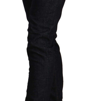 Acht Black Cotton Low Waist Slim Fit Jeans