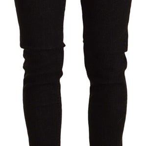 Acht Sleek Skinny Low Waist Black Jeans