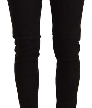 Acht Black Cotton Low Waist Skinny Denim Jeans