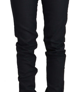 Acht Black Cotton Low Waist Slim Fit Jeans