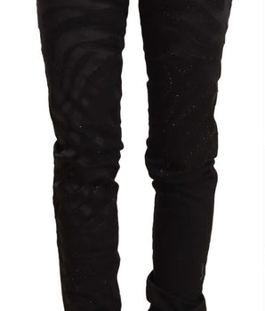 Vaqueros negros elegantes con adornos y corte slim de Just Cavalli