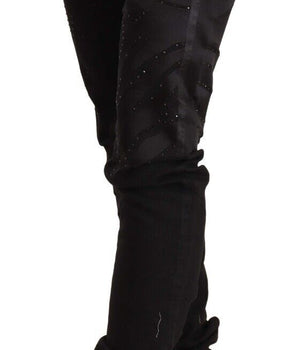 Vaqueros negros elegantes con adornos y corte slim de Just Cavalli