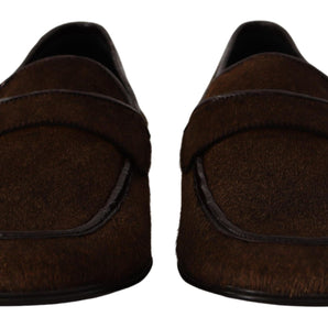 Dolce & Gabbana Elegant Brown Caiman Leather Loafers