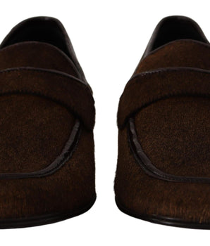 Dolce & Gabbana Shoes Dress Loafers Brown Leather Slip Shoes