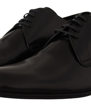 Dolce & Gabbana Black Leather Lace Up Formal Derby Shoes