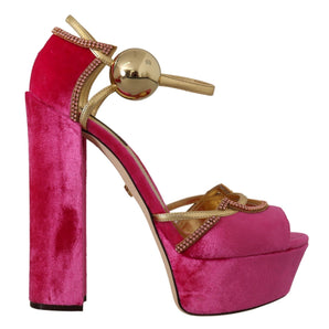 Dolce &amp; Gabbana Ethereal Pink Velvet Crystal Sandals