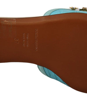 Dolce &amp; Gabbana Exquisitas sandalias de cuero exótico adornadas con cristales