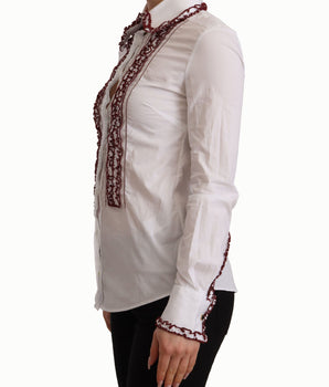 Dolce &amp; Gabbana Elegante polo de manga larga de algodón blanco