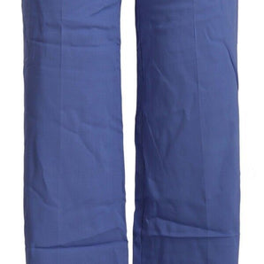 P.A.R.O.S.H. Chic Wide-Leg High Waist Blue Trousers