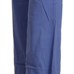 P.A.R.O.S.H. Chic Wide-Leg High Waist Blue Trousers