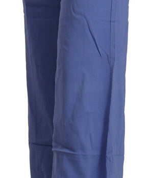 PAROSH Pantalones elegantes de pierna ancha y cintura alta en color azul