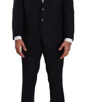 Domenico Tagliente Blue Polyester Single Breasted Formal Suit