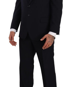 Domenico Tagliente Blue Polyester Single Breasted Formal Suit