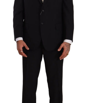 Domenico Tagliente Black Polyester Single Breasted Formal Suit