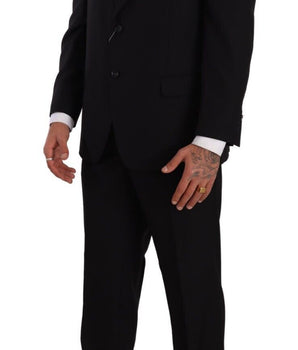 Domenico Tagliente Black Polyester Single Breasted Formal Suit