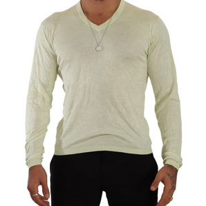 Domenico Tagliente Elegant Silk V-Neck Pullover Sweater