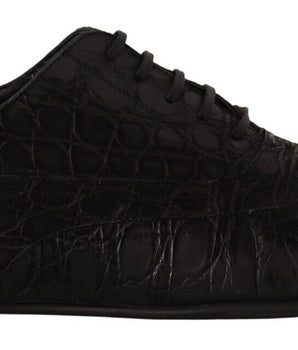 Dolce & Gabbana Black Caiman Leather Mens Oxford Shoes