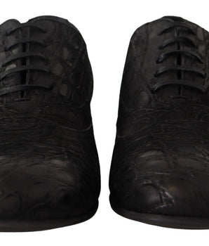Dolce & Gabbana Black Caiman Leather Mens Oxford Shoes