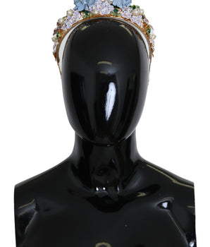 Dolce &amp; Gabbana Gold Crystal Purple Hortensia Headband Crown Diadem
