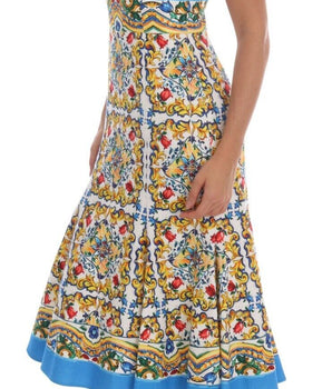 Dolce &amp; Gabbana Majolica Print Midi Sheath Dress
