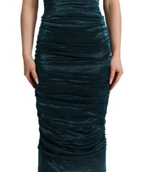Dolce &amp; Gabbana Vestido midi de satén drapeado turquesa