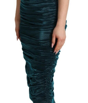 Dolce &amp; Gabbana Vestido midi de satén drapeado turquesa