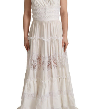 Dolce &amp; Gabbana Elegant White A-Line Tiered Maxi Dress