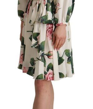 Dolce &amp; Gabbana Elegante vestido evasé floral de seda