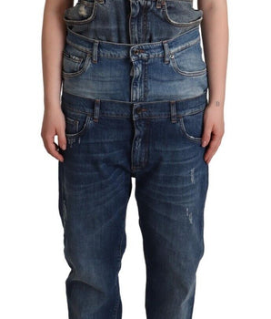 Dolce &amp; Gabbana Elegante vestido mono de mezclilla azul oscuro