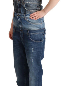 Dolce &amp; Gabbana Elegante vestido mono de mezclilla azul oscuro