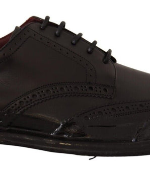 Dolce & Gabbana Black Leather Oxford Wingtip Formal Derby Shoes