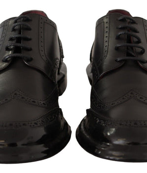 Dolce & Gabbana Black Leather Oxford Wingtip Formal Derby Shoes