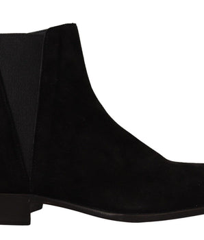 Dolce &amp; Gabbana Black Suede Leather Chelsea Mens Boots Shoes