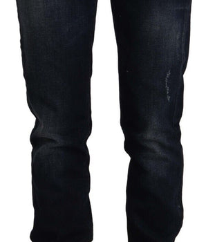 Vaqueros pitillo elegantes de cintura media con lavado azul oscuro de GF Ferre