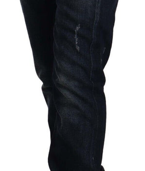 Vaqueros pitillo elegantes de cintura media con lavado azul oscuro de GF Ferre