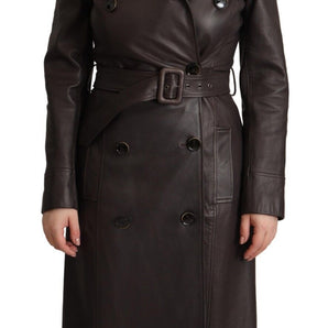 Dolce &amp; Gabbana Elegant Double-Breasted Lambskin Leather Coat