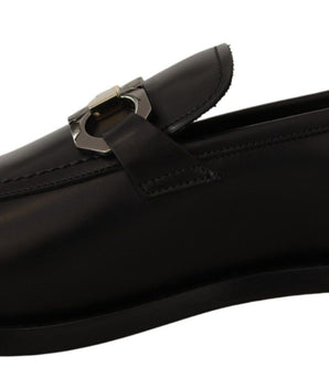 Salvatore Ferragamo Suave Black Leather Gancio Bit Loafers