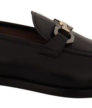 Salvatore Ferragamo Suave Black Leather Gancio Bit Loafers