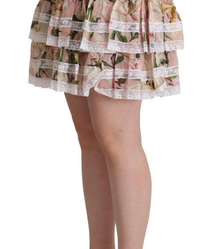 Dolce &amp; Gabbana Minifalda evasé escalonada elegante con estampado de lirios
