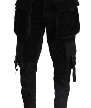 Dolce &amp; Gabbana Black Cotton Skinny Corduroy Cargo Pants
